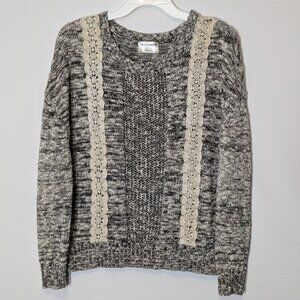 Women's GENTLE FAWN Brown/Beige Variegated Pullover Sweater w Lace; Size S